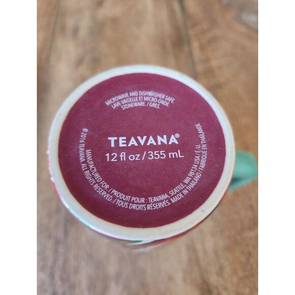 2016 Teavana Starbucks Green & Red Poinsettia Holiday Tea Cup Mug 12oz - Picture 4 of 4